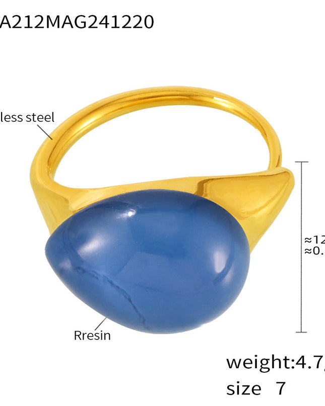 Mili high-quality multi-color droplet resin opening adjustable stainless steel rings in Europe and the United States cross-border spot supply