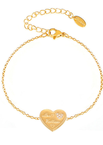 Mystery love letter inlaid zircon craft bracelet ins style temperament stainless steel plated 18K real gold color-preserving jewelry