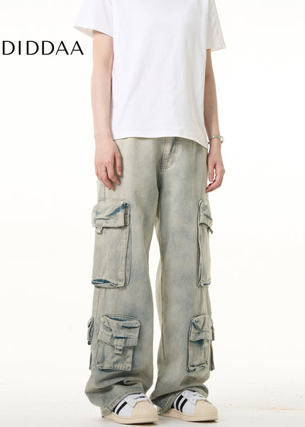 Blue Heavy Wash Multi-Pocket Cargo Jeans for Everyone - Men’s Jeans