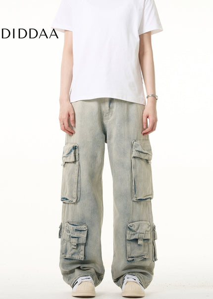 Blue Heavy Wash Multi-Pocket Cargo Jeans for Everyone - Men’s Jeans