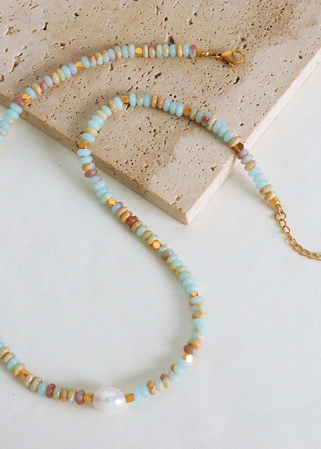 Cross-border new creative niche retro palace style gorgeous fashion hand-beaded clavicle chain pearl light luxury necklace