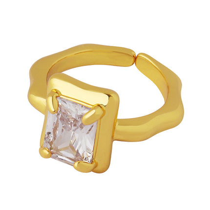 French temperament design, personality fashion, royal accessories, copper inlaid zircon open rings, hand ornament tail rings