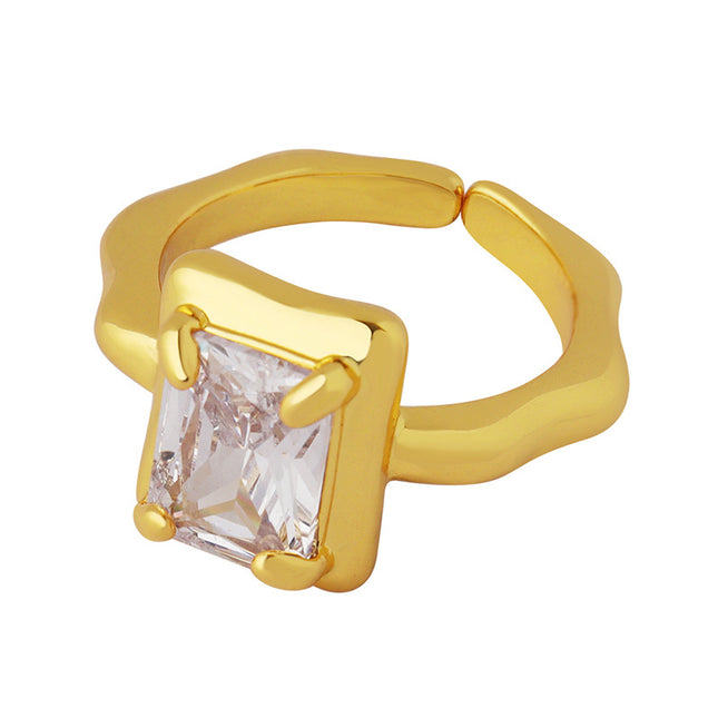 French temperament design, personality fashion, royal accessories, copper inlaid zircon open rings, hand ornament tail rings