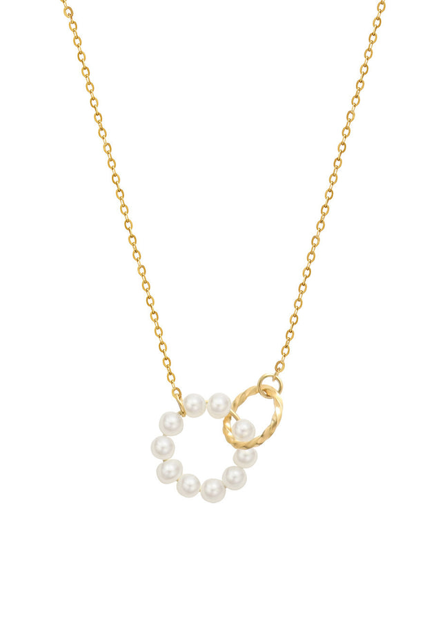 Mystery beauty Japan and South Korea retro exquisite ring imitation pearl necklace chocker neck chain clavicle chain titanium steel jewelry spot