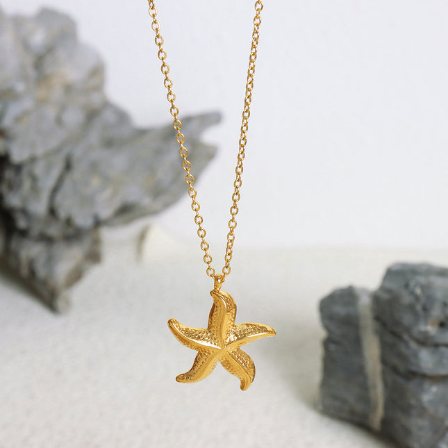 European and American cross-border new fashion resort style niche clavicle necklace starfish pendant 18K gold non-fading necklace women