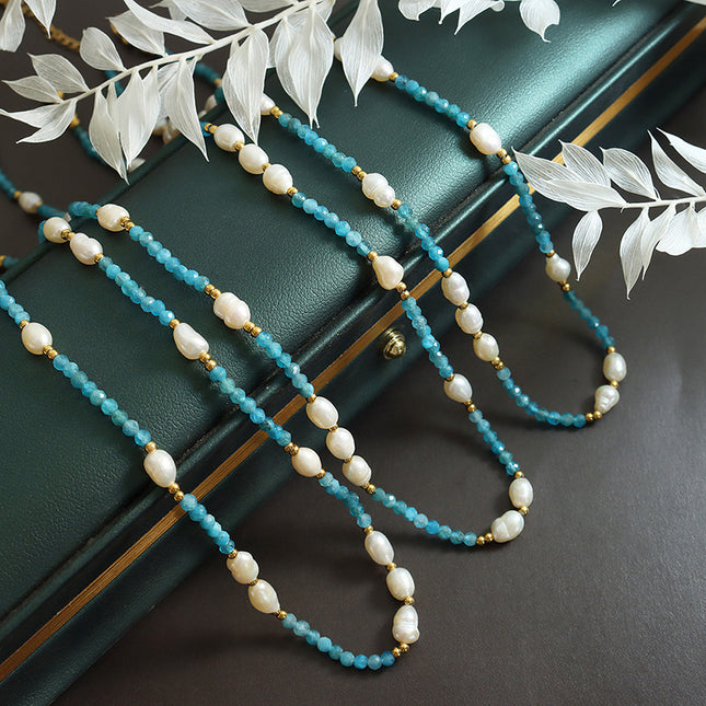 Bohemian Jewelry Trendy Fashion Commuter Colored Stone Pearl Necklace Niche Design Pre-loved Fashion Jewelry