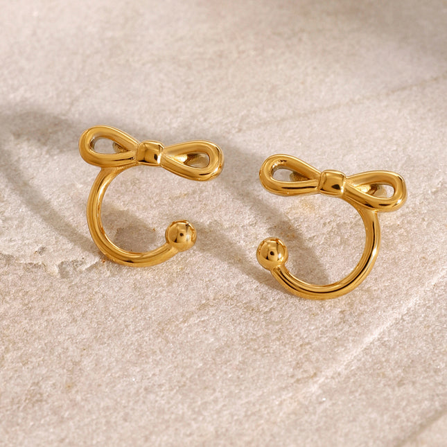 Jieding cross-border European and American stainless steel bow stud earrings high-end niche earrings jewelry 18k gold titanium steel earrings