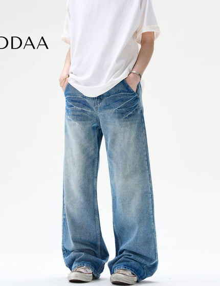 Blue Loose Fit Vintage High Street Wash Jeans - S / Mid Blue - Men’s Jeans