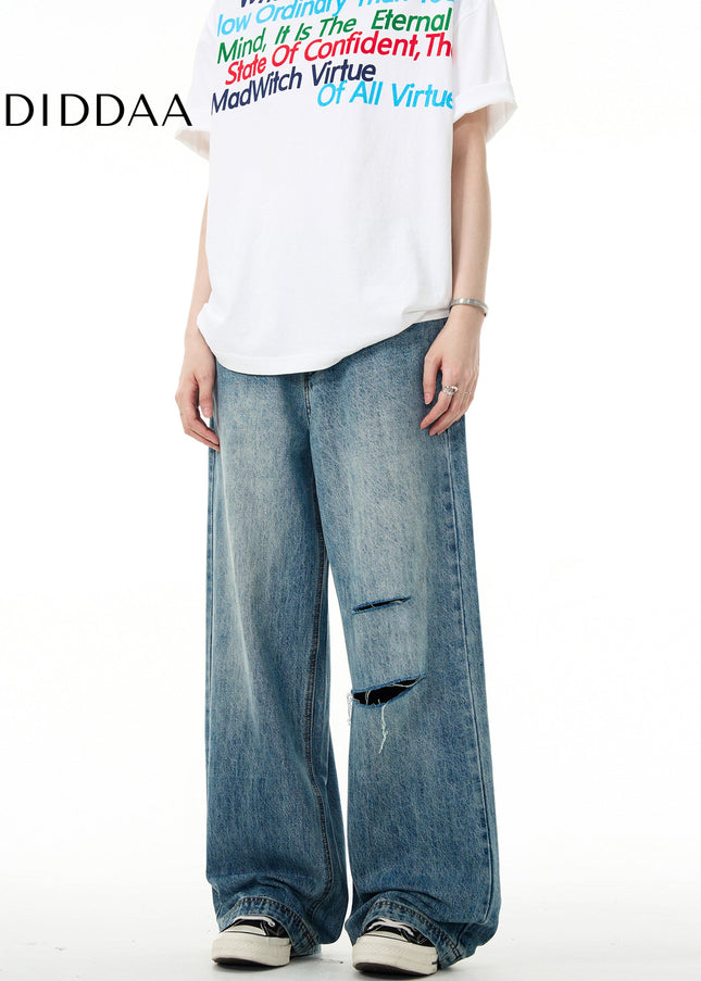 Blue Ripped Loose Fit Jeans for Men and Women - Men’s Jeans