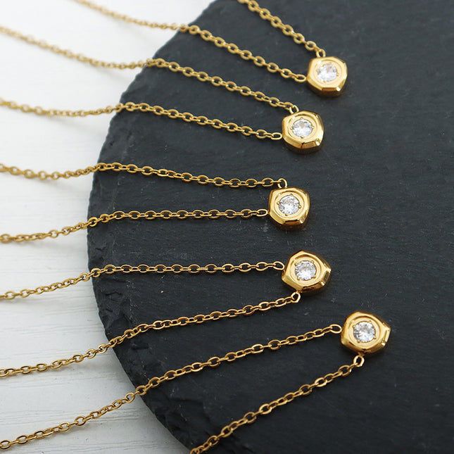 European and American trendy cool and versatile temperament, delicate meteorite shape inlaid zircon pendant necklace, niche design jewelry wholesale