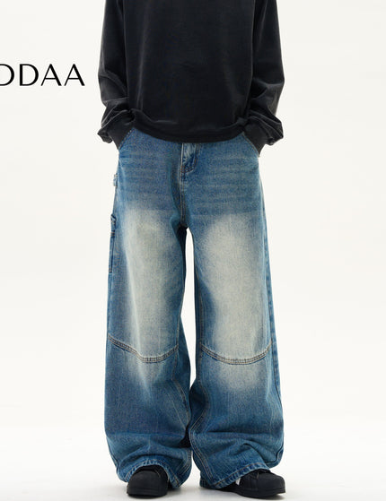 Washed Blue Baggy Wide Leg Jeans for Men and Women - S / Mid Blue - Men’s Jeans