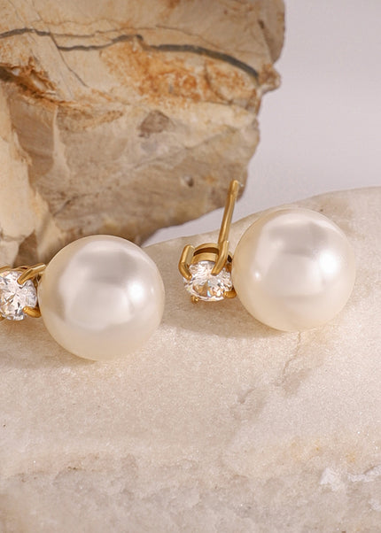 Jieding European and American stainless steel pearl stud earrings premium sense ins stud earrings 18k gold non-fading titanium steel earrings cross-border
