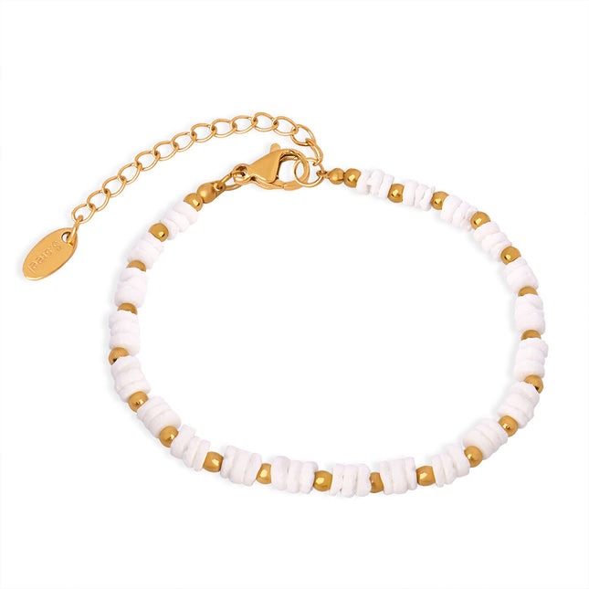 New retro light luxury European and American style fashion titanium steel gold-plated shell steel bead bracelet simple personality design jewelry women