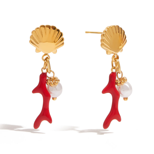 Jieding cross-border pearl stud earrings drip oil stainless steel earrings are light luxury, high-end titanium steel earrings, and the design sense is niche
