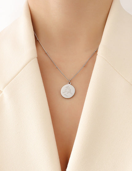 Mystery ins style autumn winter new necklace female niche design sense abstract portrait medallion pendant clavicle necklace