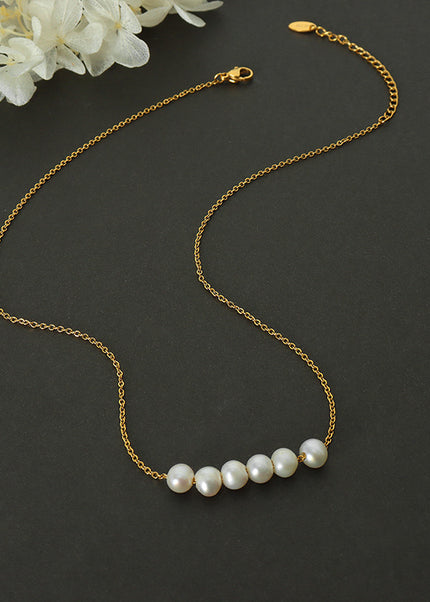 The Korean version of the ins goddess has a niche temperament and does not fade, baroque natural freshwater pearl necklace, light luxury gold-plated jewelry