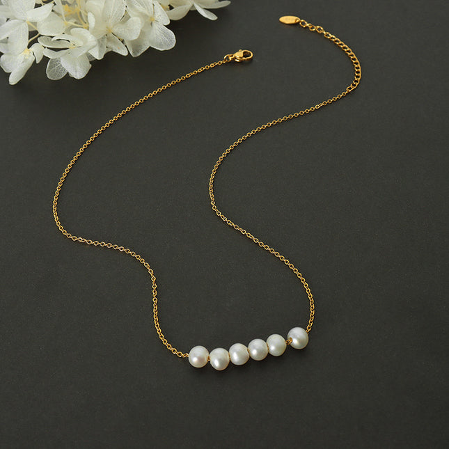 The Korean version of the ins goddess has a niche temperament and does not fade, baroque natural freshwater pearl necklace, light luxury gold-plated jewelry