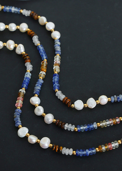 New retro luxury baroque freshwater pearl natural stone abacus beads handmade beaded necklace jewelry women