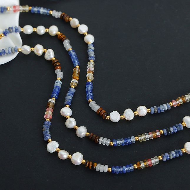 New retro luxury baroque freshwater pearl natural stone abacus beads handmade beaded necklace jewelry women