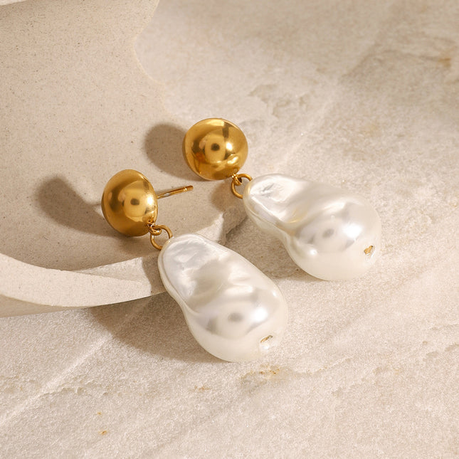 Jieding European and American stainless steel pearl stud high-end ins light luxury earrings titanium steel earrings cross-border earrings