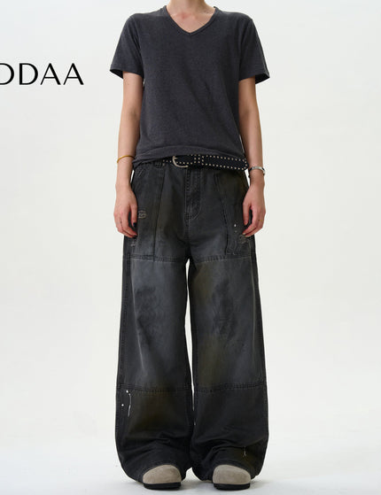 Black Ink-Splashed Cargo Pants for Trendy Casual Wear - S / Grey - Men’s Jeans