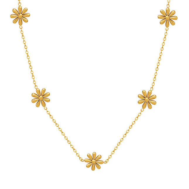 Fairy temperament, floral fresh design, daisy titanium steel gold-plated necklace does not fade, the same jewelry of Internet celebrity bloggers
