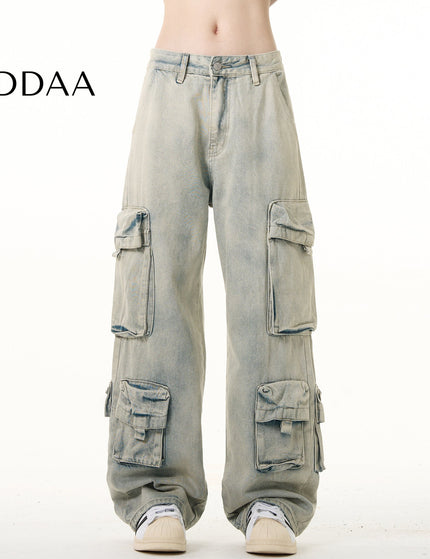 Blue Heavy Wash Multi-Pocket Cargo Jeans for Everyone - S / Light Blue - Men’s Jeans