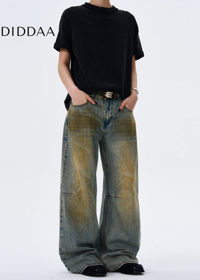Light Blue Distressed Baggy Straight Jeans for Men and Women - Men’s Jeans