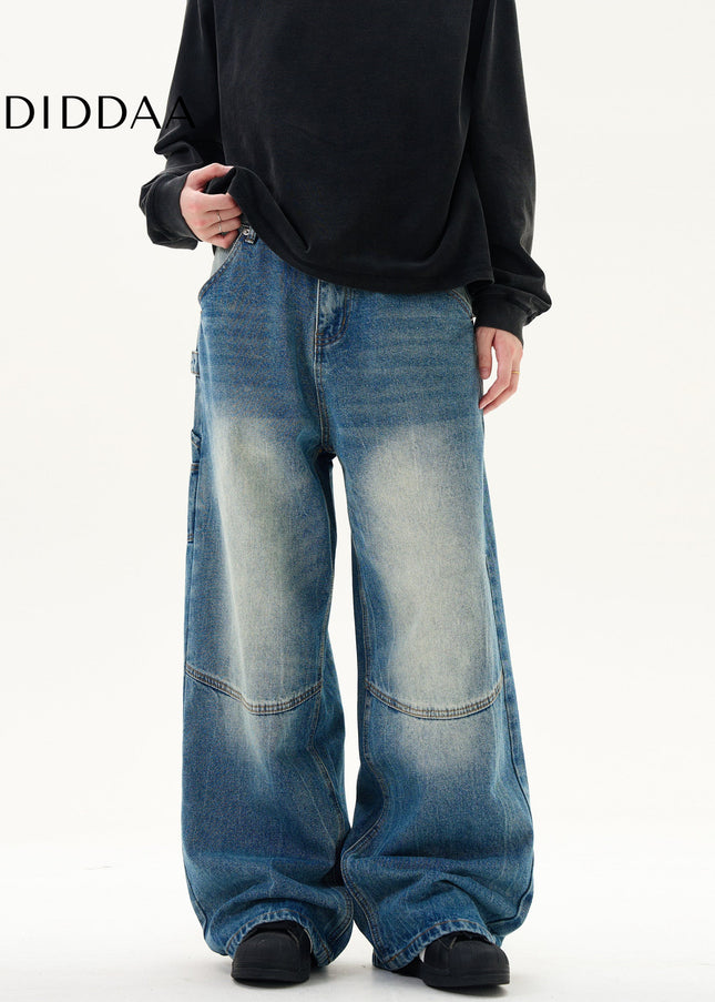 Washed Blue Baggy Wide Leg Jeans for Men and Women - Men’s Jeans