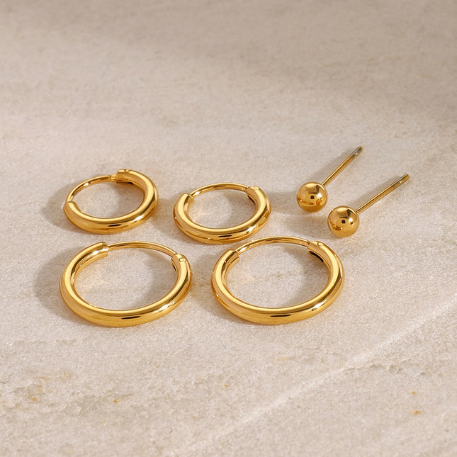 Jieding European and American three pairs of stainless steel circle earrings, high-end earrings, titanium steel earrings, cross-border jewelry earrings