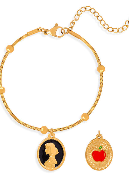 New cross-border French retro light luxury fashion niche design enamel color glazed titanium steel gold-plated pendant bracelet jewelry