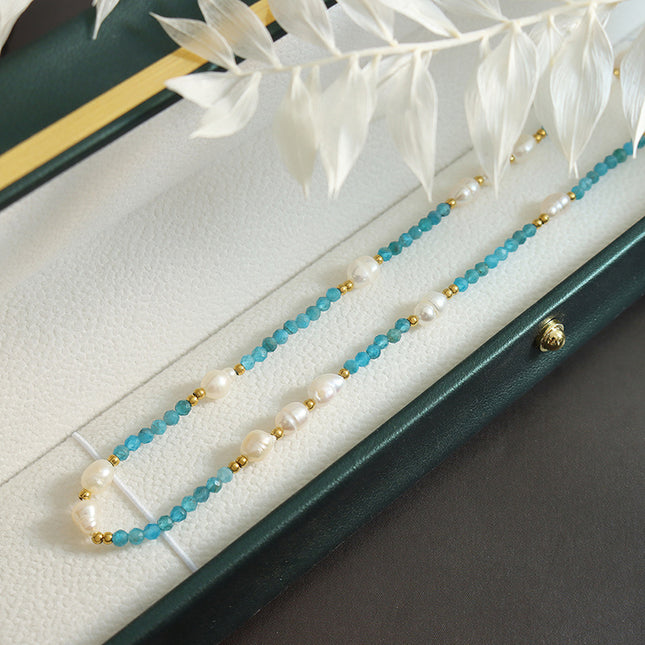Bohemian Jewelry Trendy Fashion Commuter Colored Stone Pearl Necklace Niche Design Pre-loved Fashion Jewelry