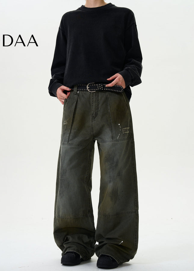 Black Ink-Splashed Cargo Pants for Trendy Casual Wear - Men’s Jeans
