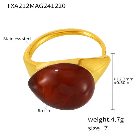 Mili high-quality multi-color droplet resin opening adjustable stainless steel rings in Europe and the United States cross-border spot supply