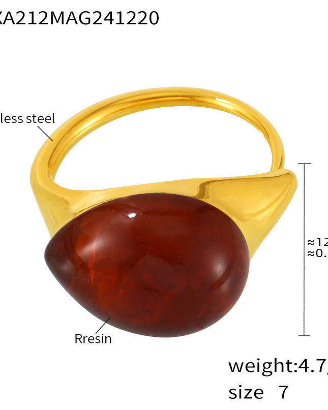 Mili high-quality multi-color droplet resin opening adjustable stainless steel rings in Europe and the United States cross-border spot supply