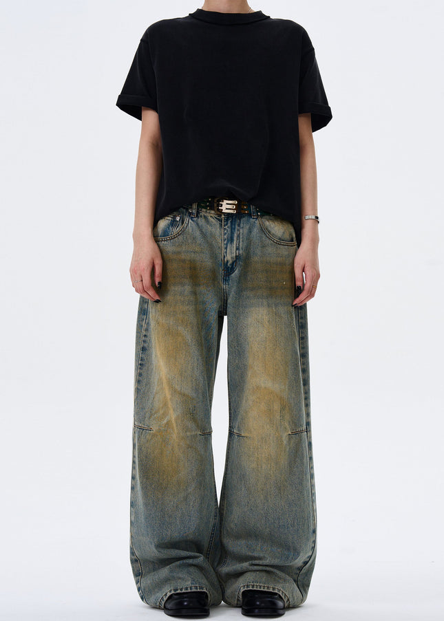 Light Blue Distressed Baggy Straight Jeans for Men and Women - Men’s Jeans