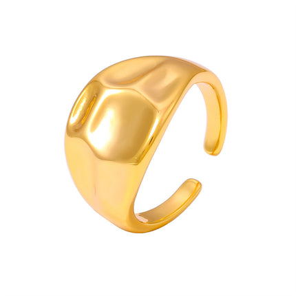 Mystery jewelry, European and American fashion curved open rings, ins, cold wind copper water plated 18K gold, concave and convex texture ring