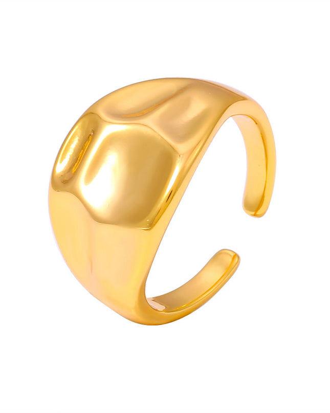 Mystery jewelry, European and American fashion curved open rings, ins, cold wind copper water plated 18K gold, concave and convex texture ring