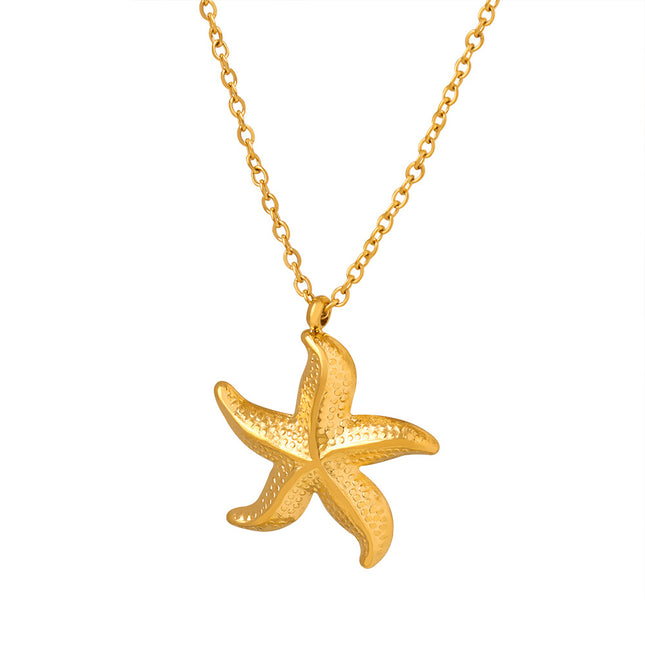 European and American cross-border new fashion resort style niche clavicle necklace starfish pendant 18K gold non-fading necklace women