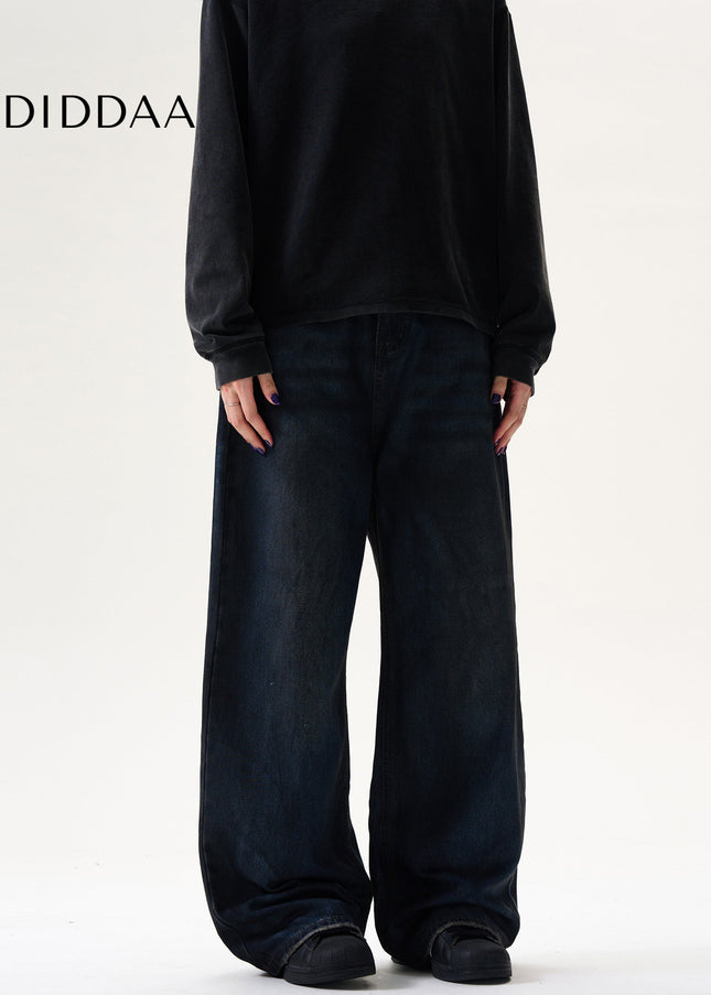 Blue Loose Fit High Street Dirty Jeans for Men and Women - Men’s Jeans