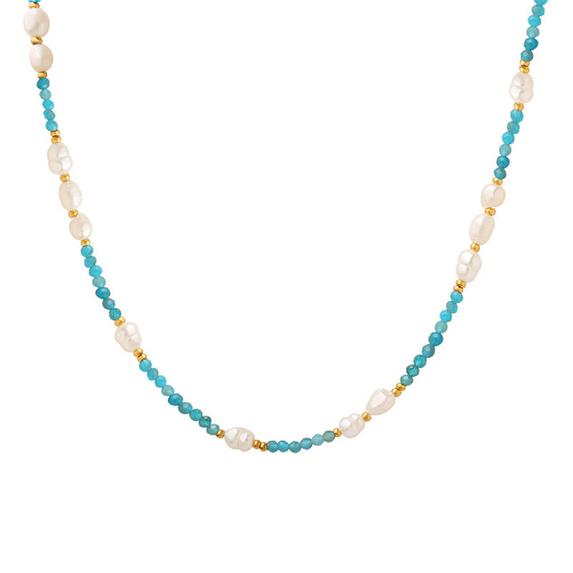 Bohemian Jewelry Trendy Fashion Commuter Colored Stone Pearl Necklace Niche Design Pre-loved Fashion Jewelry