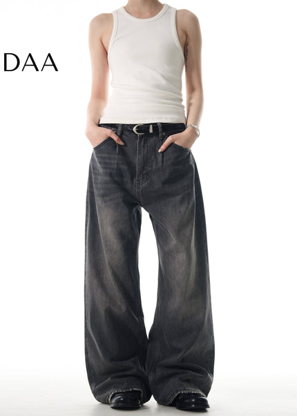Blue Retro Loose Straight Jeans for Casual Wear - S / Grey - Men’s Jeans