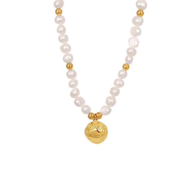 Mirili natural freshwater pearl hand-beaded clavicle necklace women's copper plated 18k gold French cross-border luxury jewelry