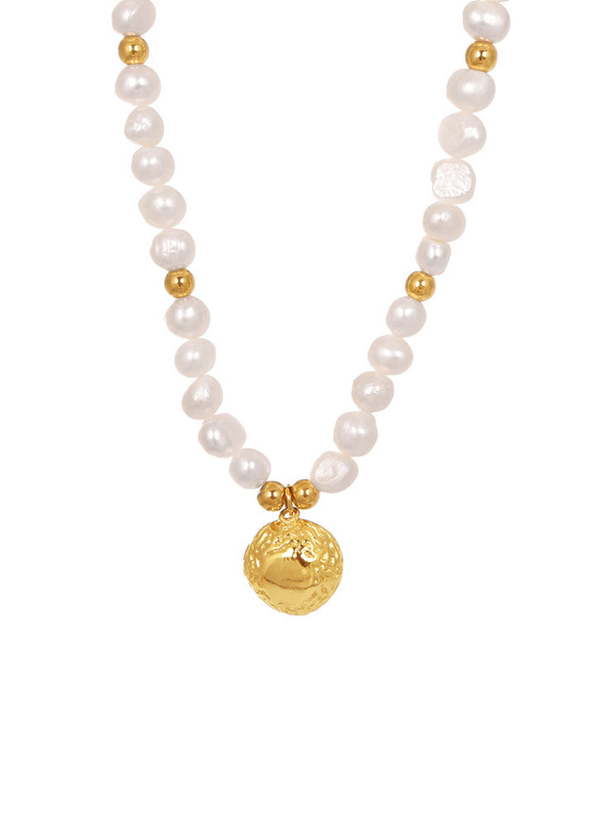 Mirili natural freshwater pearl hand-beaded clavicle necklace women's copper plated 18k gold French cross-border luxury jewelry