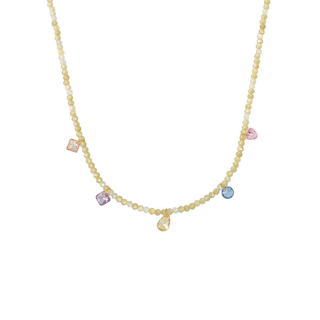 Mystery dopamine zircon handmade natural stone beaded clavicle necklace small fresh girl niche accessories spot