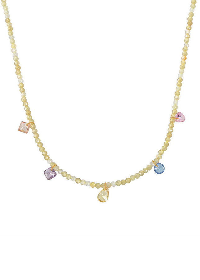 Mystery dopamine zircon handmade natural stone beaded clavicle necklace small fresh girl niche accessories spot