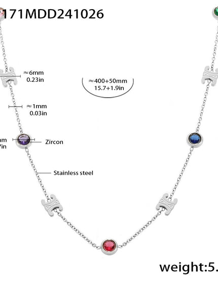 Mirili Double C mixed color stainless steel zircon necklace bracelet set PVD electroplating real gold color-preserving light luxury jewelry
