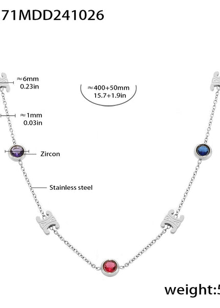 Mirili Double C mixed color stainless steel zircon necklace bracelet set PVD electroplating real gold color-preserving light luxury jewelry