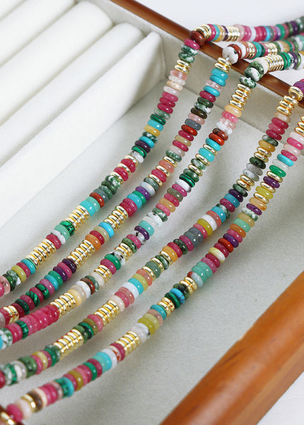 European and American new high-end national style light luxury personality natural stone abacus beads handmade beaded necklace jewelry women