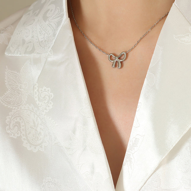 European and American ins style kawaii niche design bow pendant necklace personality fashion versatile clavicle chain jewelry
